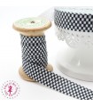Elastique ruban - Carreaux - Noir & Blanc - 15 mm