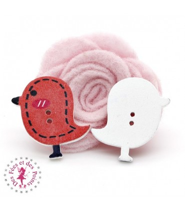 Boutons en bois "Oiseau" - Brique