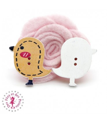 Boutons en bois "Oiseau" - Miel