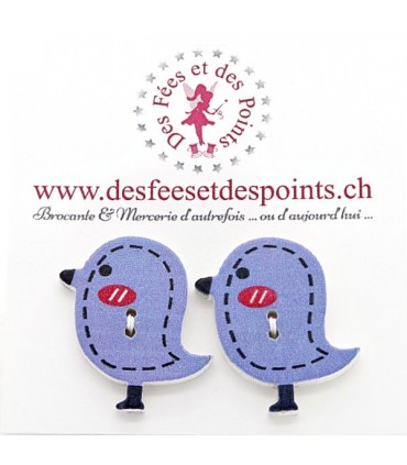 Boutons en bois "Oiseau" - Lavande
