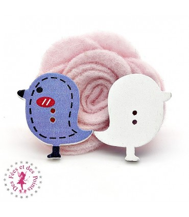 Boutons en bois "Oiseau" - Lavande