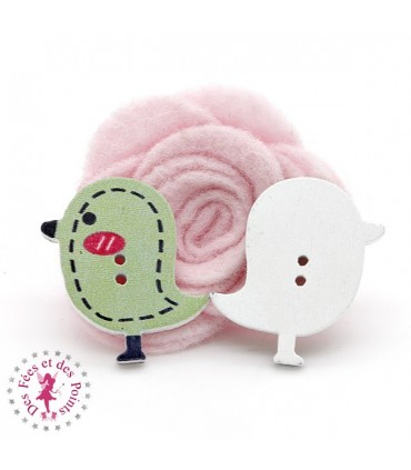 Boutons en bois "Oiseau" - Pistache
