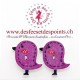 Boutons en bois "Oiseau" - Prune