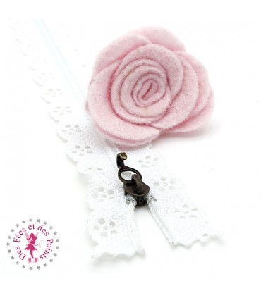 Fermeture éclair dentelle avec crochet 20/25 cm - Blanc