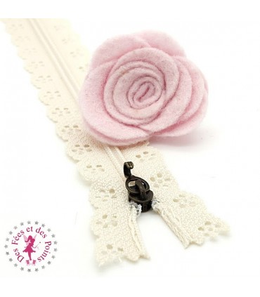 Fermeture éclair dentelle avec crochet 20/25 cm - Ivoire
