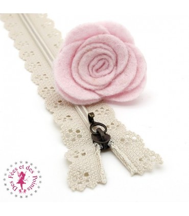 Fermeture éclair dentelle avec crochet 20/25 cm - Beige
