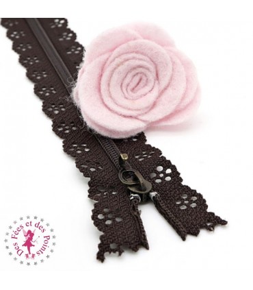 Fermeture éclair dentelle avec crochet 20/25 cm - Chocolat