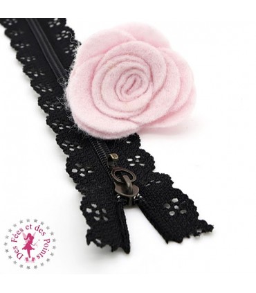 Fermeture éclair dentelle avec crochet 20/25 cm - Noir