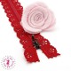Fermeture éclair dentelle avec crochet 20/25 cm - Rouge