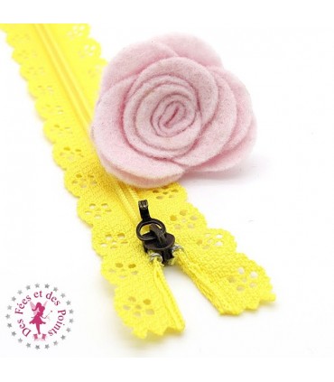 Fermeture éclair dentelle avec crochet 20/25 cm - Jaune Soleil