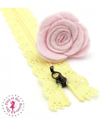 Fermeture éclair dentelle avec crochet 20/25 cm - Jaune