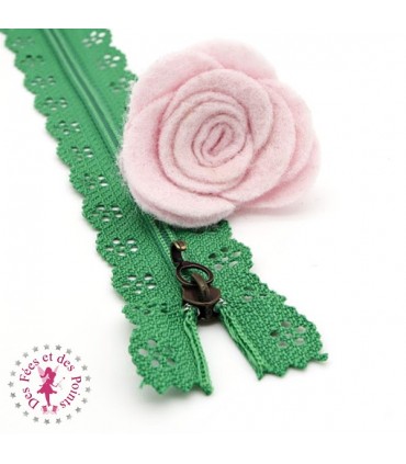 Fermeture éclair dentelle avec crochet 20/25 cm - Vert