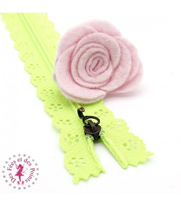 Fermeture éclair dentelle avec crochet 20/25 cm - Vert Flashy