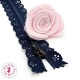 Fermeture éclair dentelle avec crochet 20/25 cm - Bleu Marine