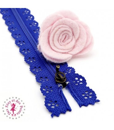 Fermeture éclair dentelle avec crochet 20/25 cm - Bleu Roi