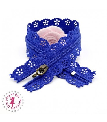 Fermeture éclair dentelle avec crochet 20/25 cm - Bleu Roi