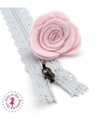 Fermeture éclair dentelle avec crochet 20/25 cm - Bleu Gris