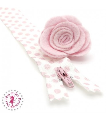 Fermeture éclair fantaisie à pois - 20 cm - Rose