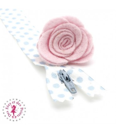 Fermeture éclair fantaisie à pois - 20 cm - Bleu