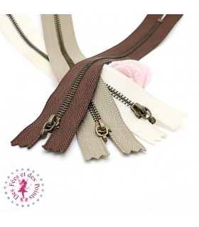 Fermeture éclair métallique avec crochet - 20 cm