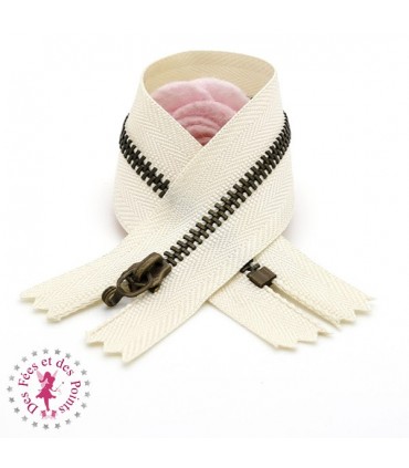 Fermeture éclair métallique avec crochet - 20 cm