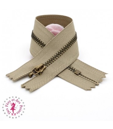 Fermeture éclair métallique avec crochet - 20 cm