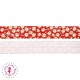 Elastique ruban - Marguerites - Rouge - 15 mm
