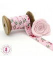 Elastique ruban - Fleurs - Rose - 15 mm