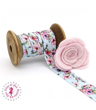 Elastique ruban - Liberty - Bleu ciel - 15 mm