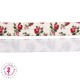 Elastique ruban - Fleurs - Beige - 15 mm