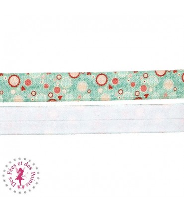 Elastique ruban - Bulles - Vert - 15 mm