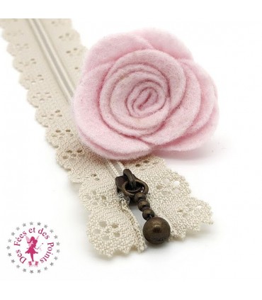 Fermeture éclair dentelle avec tirette 20/25 cm - Beige