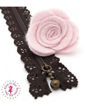Fermeture éclair dentelle avec tirette 20/25 cm - Chocolat