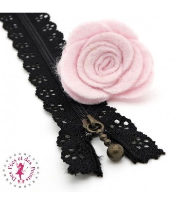 Fermeture éclair dentelle avec tirette 20/25 cm - Noir