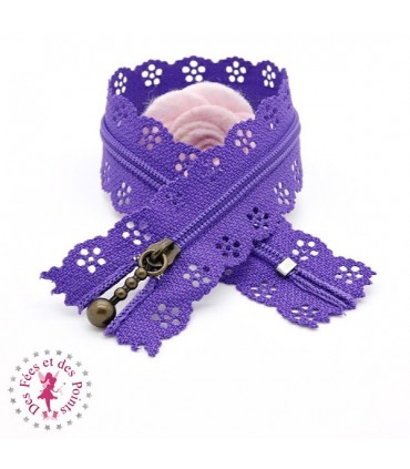 Fermeture éclair dentelle avec tirette 20/25 cm - Violet