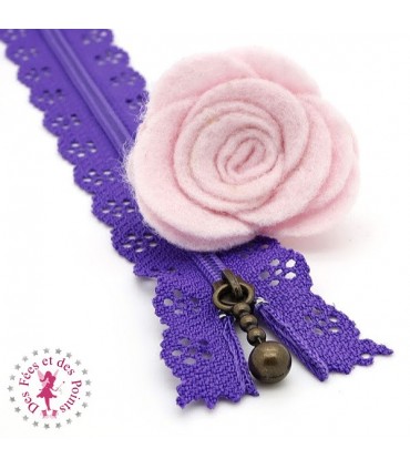 Fermeture éclair dentelle avec tirette 20/25 cm - Violet