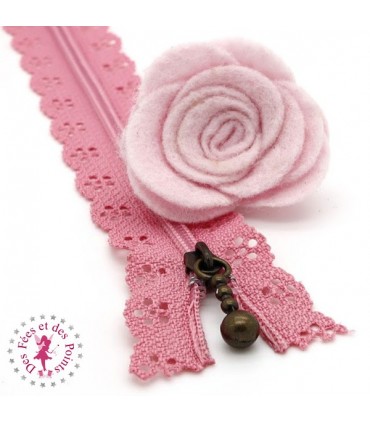 Fermeture éclair dentelle avec tirette - 20 ou 25 cm - 24 couleurs