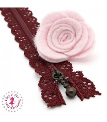 Fermeture éclair dentelle avec tirette 20/25 cm - Bordeaux