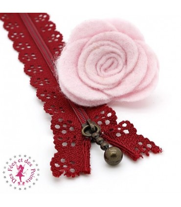 Fermeture éclair dentelle avec tirette 20/25 cm - Rouge foncé