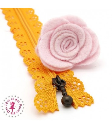 Fermeture éclair dentelle avec tirette 20/25 cm - Orange