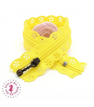 Fermeture éclair dentelle avec tirette 20/25 cm - Jaune Soleil