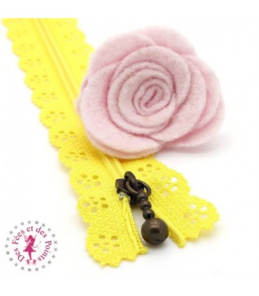 Fermeture éclair dentelle avec tirette 20/25 cm - Jaune Soleil