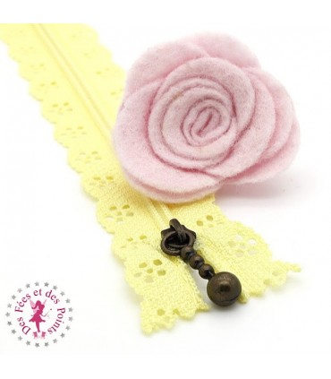 Fermeture éclair dentelle avec tirette 20/25 cm - Jaune Citron