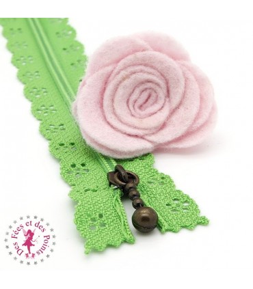 Fermeture éclair dentelle avec tirette 20/25 cm - Vert Grenouille