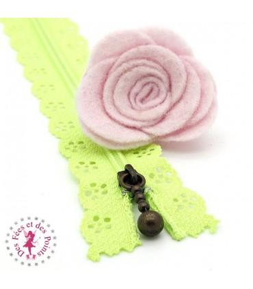 Fermeture éclair dentelle avec tirette 20/25 cm - Vert Flashy