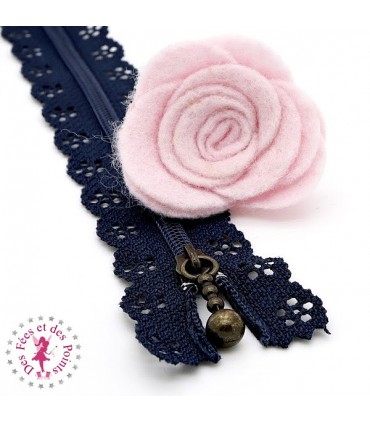 Fermeture éclair dentelle avec tirette 20/25 cm - Bleu Marine