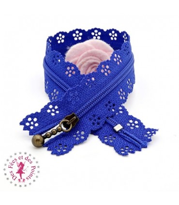 Fermeture éclair dentelle avec tirette 20/25 cm - Bleu Roi