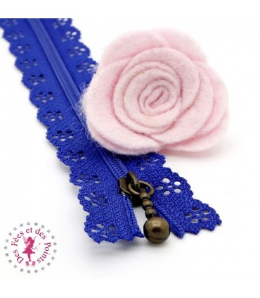 Fermeture éclair dentelle avec tirette 20/25 cm - Bleu Roi
