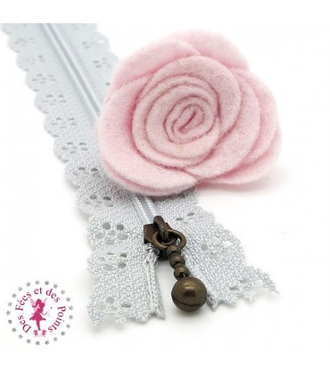 Fermeture éclair dentelle avec tirette 20/25 cm - Bleu Gris