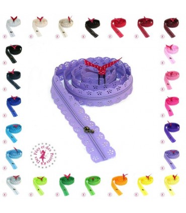 Fermeture éclair dentelle au mètre - 24 couleurs